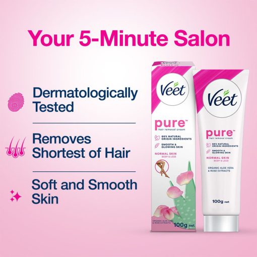 Veet Pure Hair Removal Cream for Body & Legs (Normal Skin) 100g - Image 2