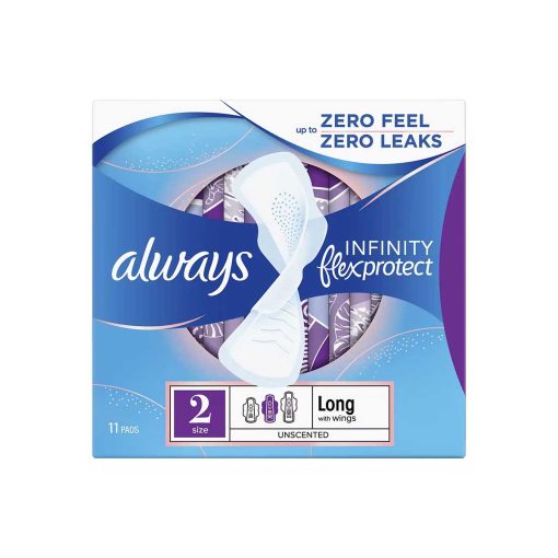 Always Infinity Long Sanitary Pads With Wings (Size 2) 11 Pads - Image 1
