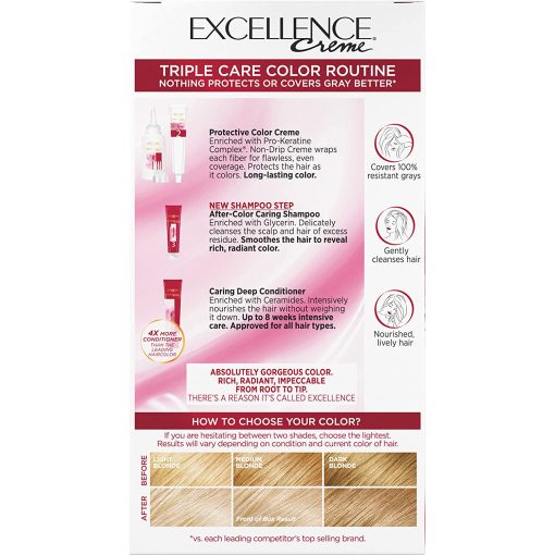 L'Oreal Paris Excellence Creme Permanent Triple Care Hair Color( 9 Light Natural Blonde) - Image 5