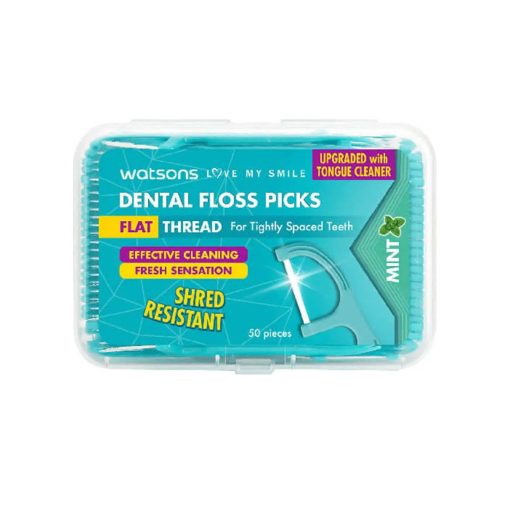 Watsons Mint Flat Thread Dental Floss Picks - 50 Pcs - Image 1