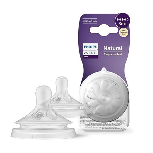 Philips Avent Natural Response Silicone Nipples 4 Flow line 3month+ baby – 2pcs - Image 1