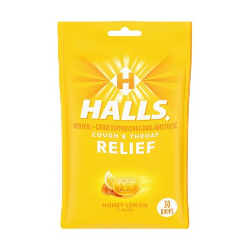 Halls Honey Lemon Relief Cough Drops 30 pcs - Image 1