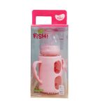 Little Fish Glass 0+month Baby Feeding Bottle (Pink) with Handles 120 ml - Image 2