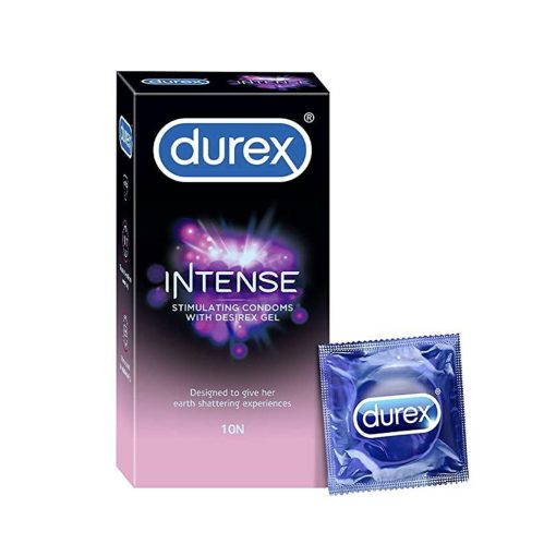 Durex Intense Stimulating With Desirex Gel Dotted and Ribbed Condom – 10Pcs Pack - Image 1