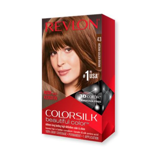 Revlon ColorSilk Beautiful Hair Color (43 Medium Golden Brown) - Image 1