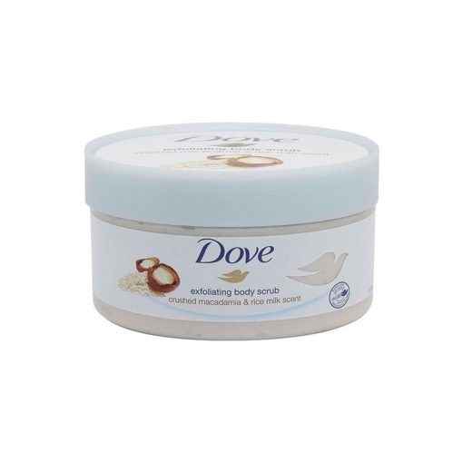 Dove Exfoliating Body Scrub Macadamia & Rice Milk 225ml - Image 1