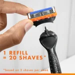 Gillette Fusion5 Power Men’s Razor Handle, Orange, 1 Blade Refill - Image 4