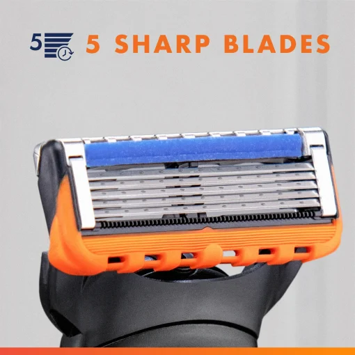 Gillette Fusion5 Power Men’s Razor Handle, Orange, 1 Blade Refill - Image 6