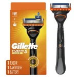 Gillette Fusion5 Power Men’s Razor Handle, Orange, 1 Blade Refill