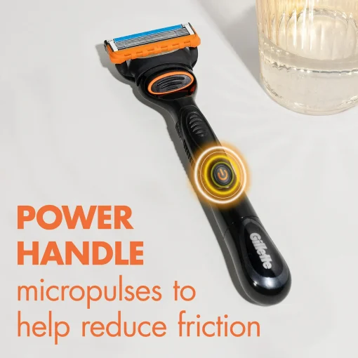 Gillette Fusion5 Power Men’s Razor Handle, Orange, 1 Blade Refill - Image 2