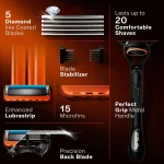 Gillette Fusion 5 Razor with Styling Black Blade & 5 Diamond Like Coated Blades - Image 2