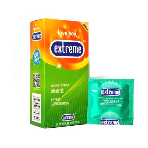 Extreme Excita Ribbed Long Lasting Condom – 12Pcs Pack - Image 1