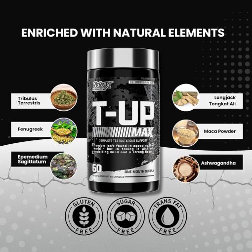 Nutrex T-UP Ultimate Testosterone Support for Men – 60 Capsules - Image 4