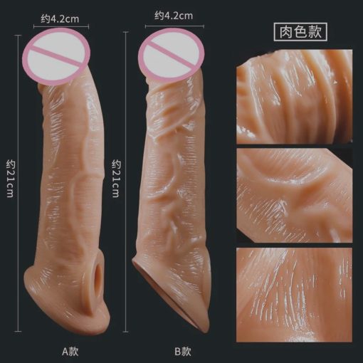 Real Skin Penis Extender Lock Type Jumbo Dragon Condoms (8 Inch) - Image 3