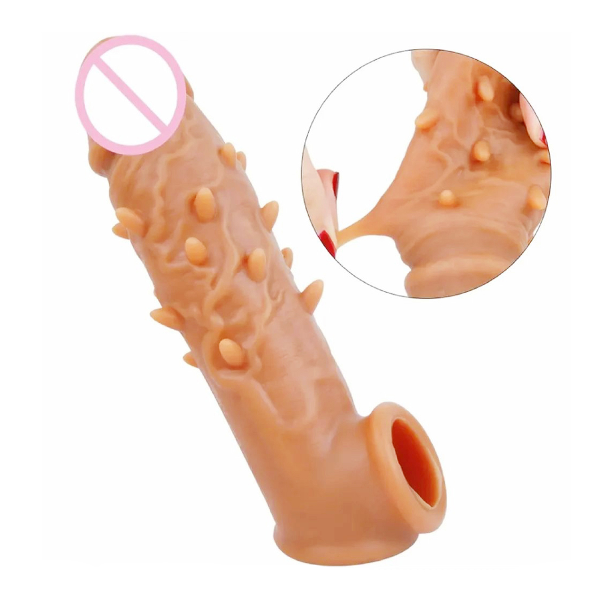 Top-Notch-Real-Skin-Dotted-Dragon-Condom-6.7-Inch Top-Notch Real Skin Dotted Dragon Condom (6.7 Inch) - Image 1